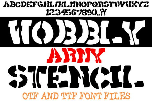 Wobbly Army Stencil: A Bold and Playful Display Font